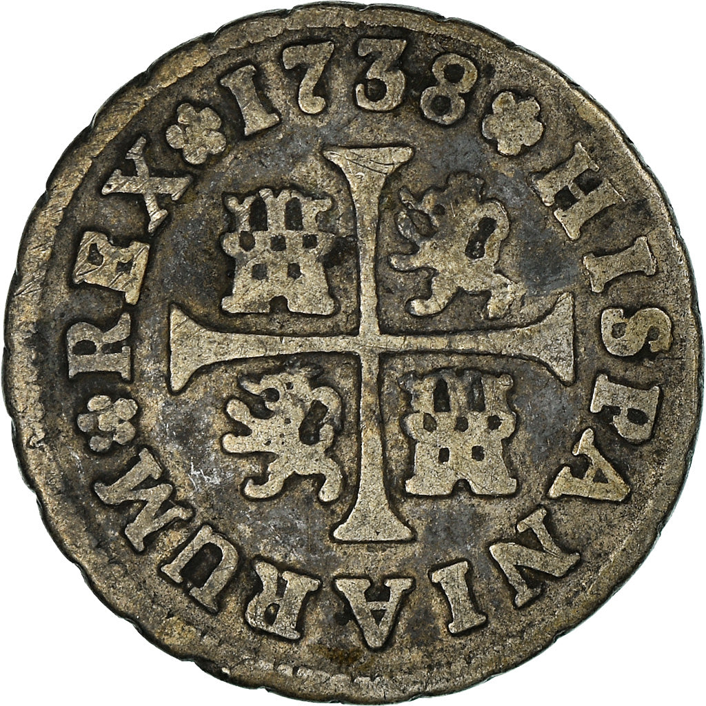 Moneta, Spagna, Philip V, 1/2 Réal, 1738, Madrid, BB, Argento, KM:350.1