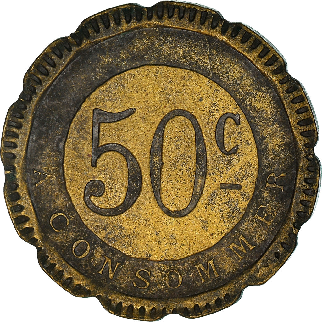 Moneta, Francia, G. Joly, Besançon, 50 Centimes, BB, Ottone
