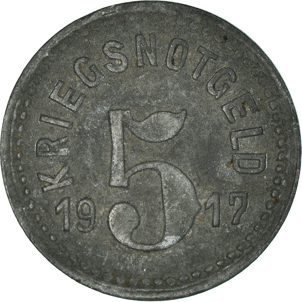 Moneta, Germania, Kleingeldersatzmarke, Speyer, 5 Pfennig, 1917, BB, Zinco