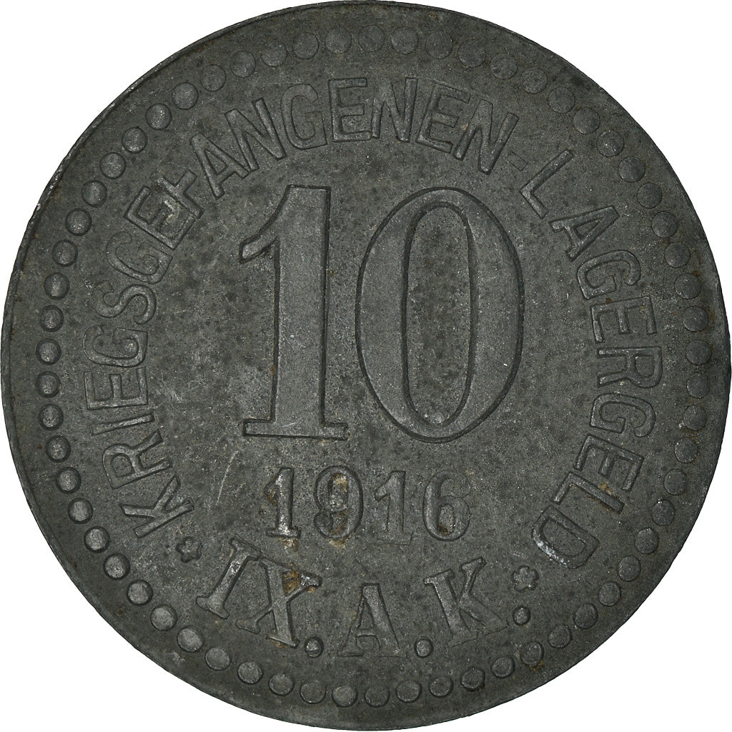 Moneta, Germania, Kleingeldersatzmarke, 10 Pfennig, 1916, BB, Zinco