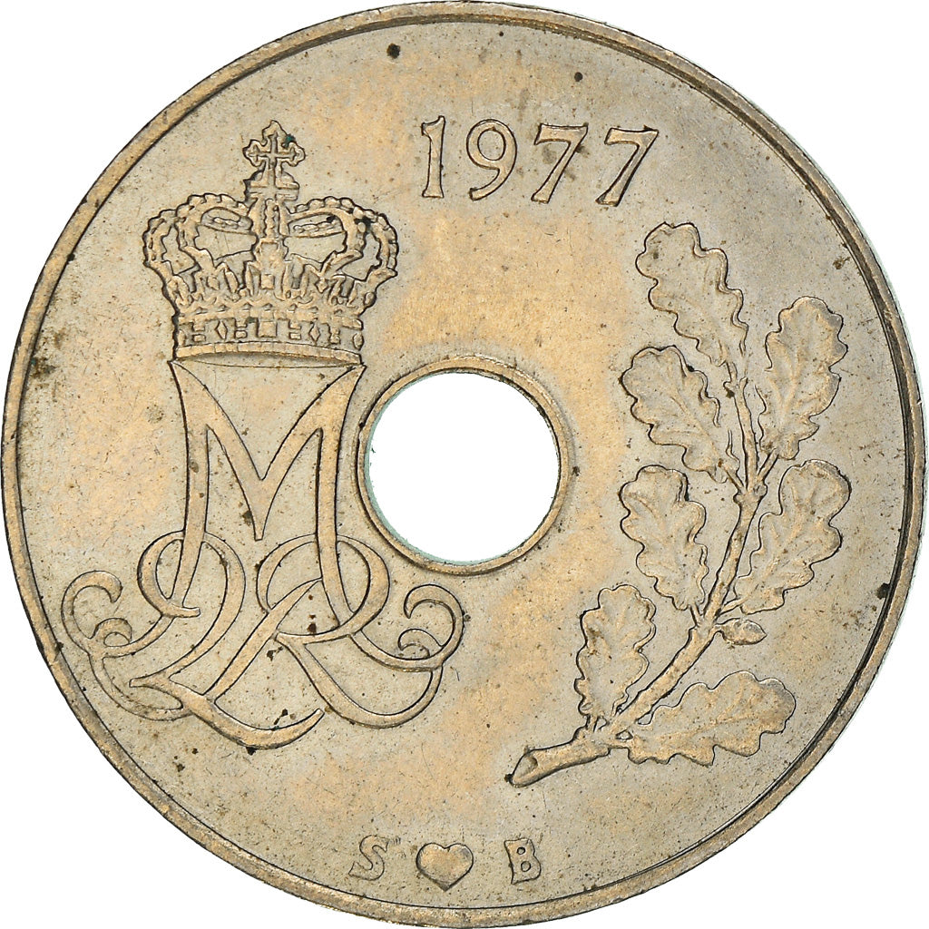Coin, Denmark, Margrethe II, 25 Öre, 1977, Copenhagen, AU(55-58)
