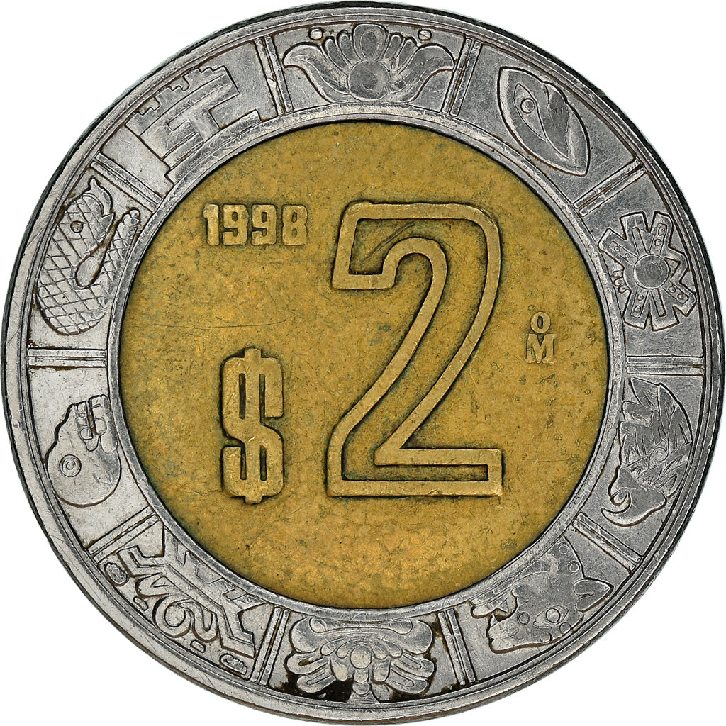 Coin, Mexico, 2 Pesos, 1998, Mexico City, VF(20-25), Bi-Metallic, KM:604