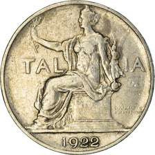 Coin, Italy, Vittorio Emanuele III, Lira, 1922, Rome, VF(30-35), Nickel, KM:62