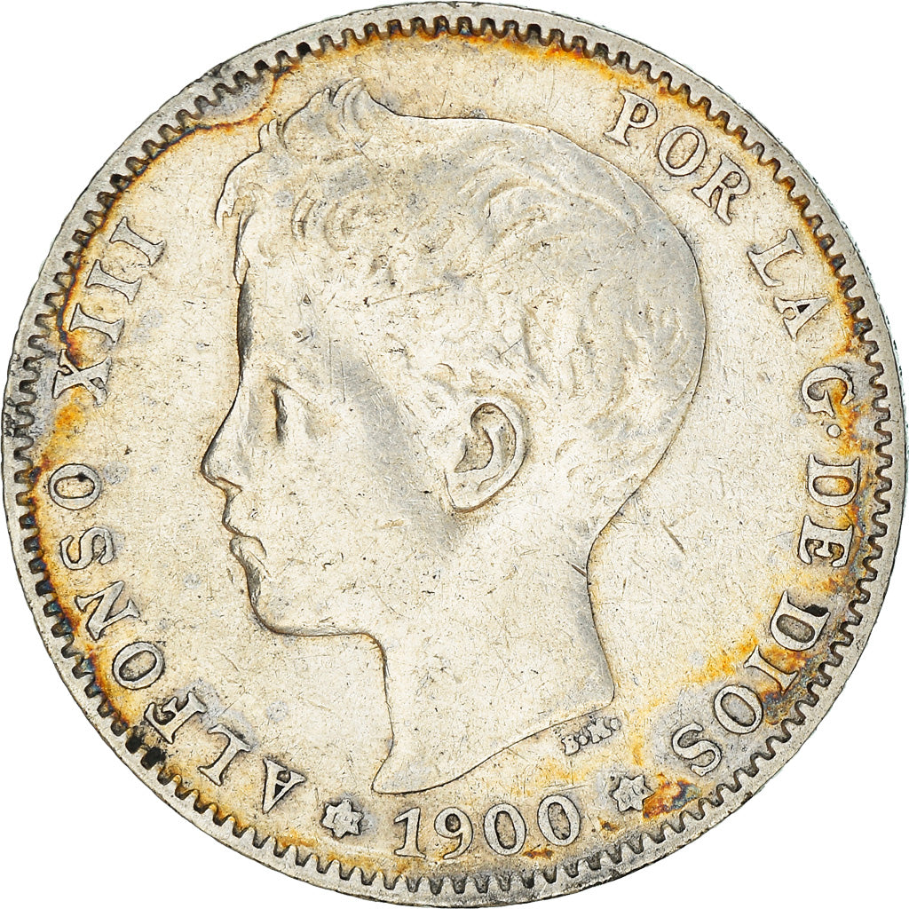 Moeda, Espanha, Alfonso XIII, Peseta, 1900, Madrid, VF(30-35), Prata, KM:706