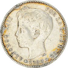 Moeda, Espanha, Alfonso XIII, Peseta, 1900, Madrid, VF(30-35), Prata, KM:706