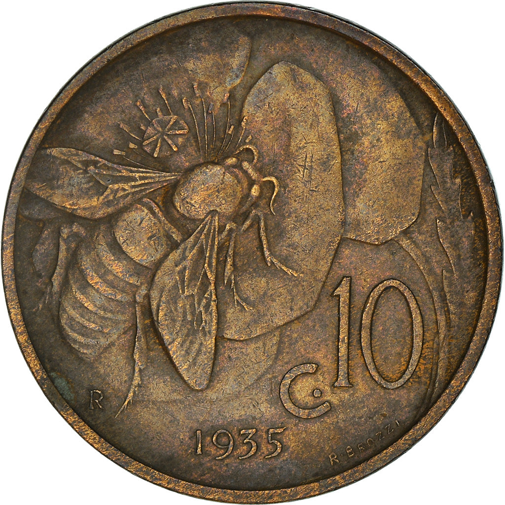 Coin, Italy, Vittorio Emanuele III, 10 Centesimi, 1935, Rome, VF(30-35), Bronze