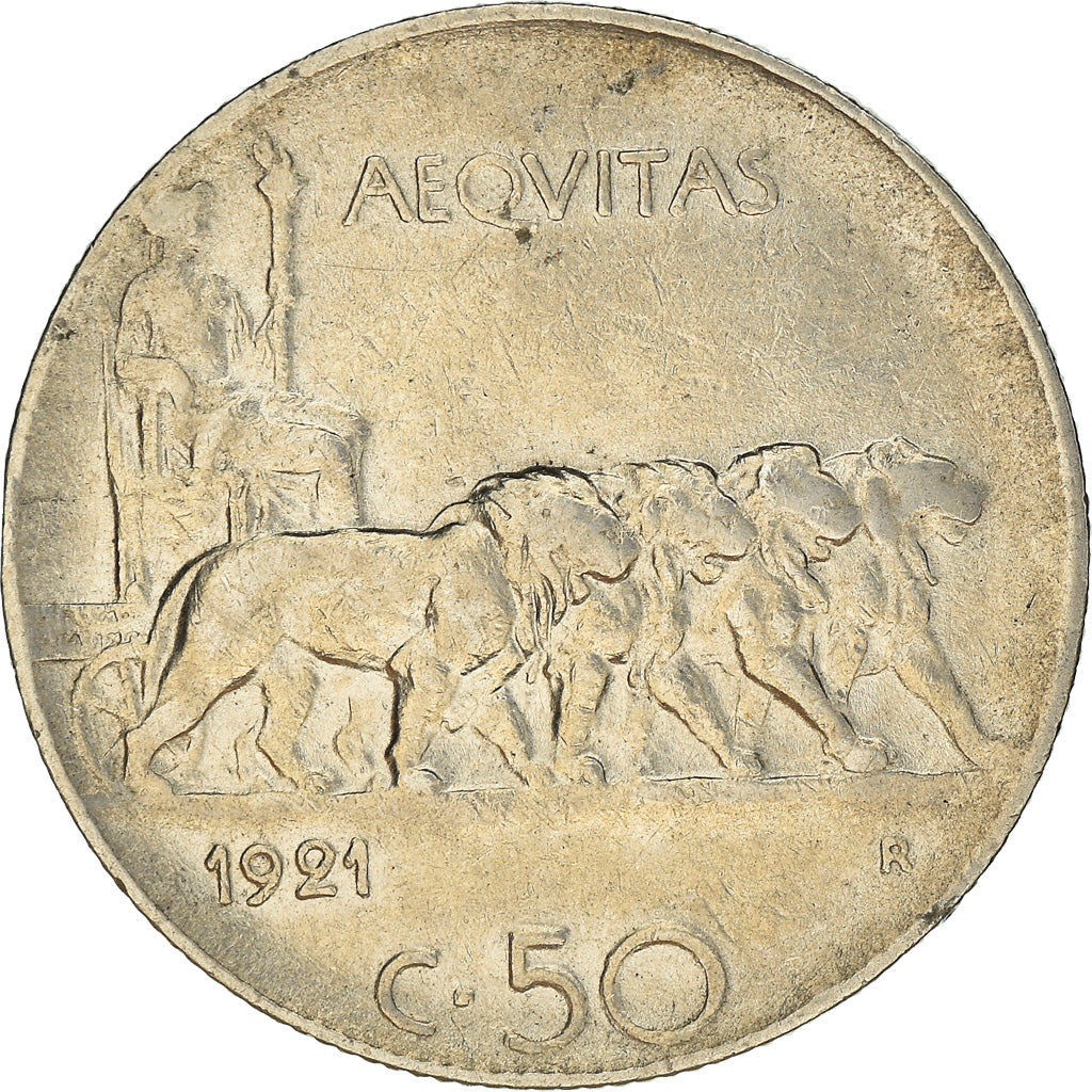 Coin, Italy, Vittorio Emanuele III, 50 Centesimi, 1921, Rome, VF(30-35), Nickel