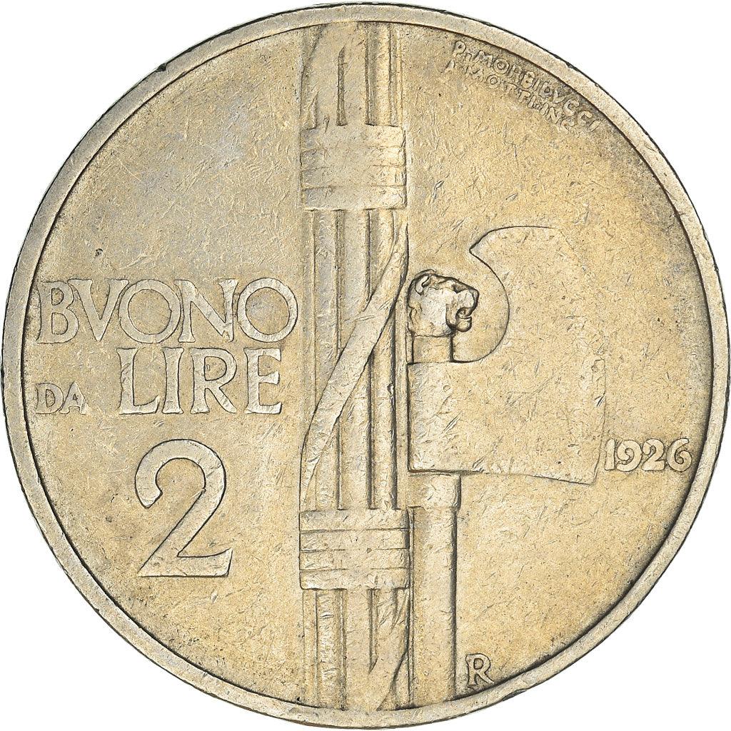 Moneda, Italia, Vittorio Emanuele III, 2 Lire, 1926, Rome, BC+, Níquel, KM:63