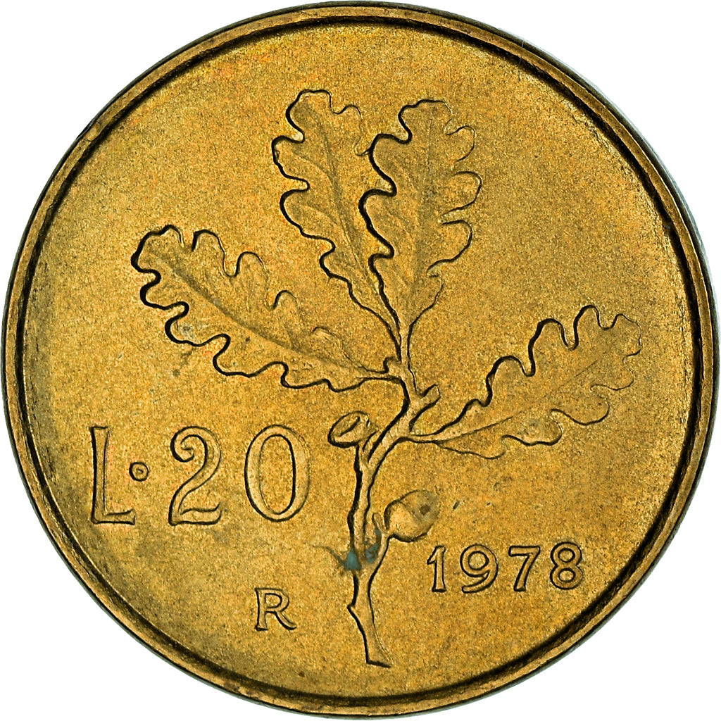 Coin, Italy, 20 Lire, 1978, Rome, VF(30-35), Aluminum-Bronze, KM:97.2