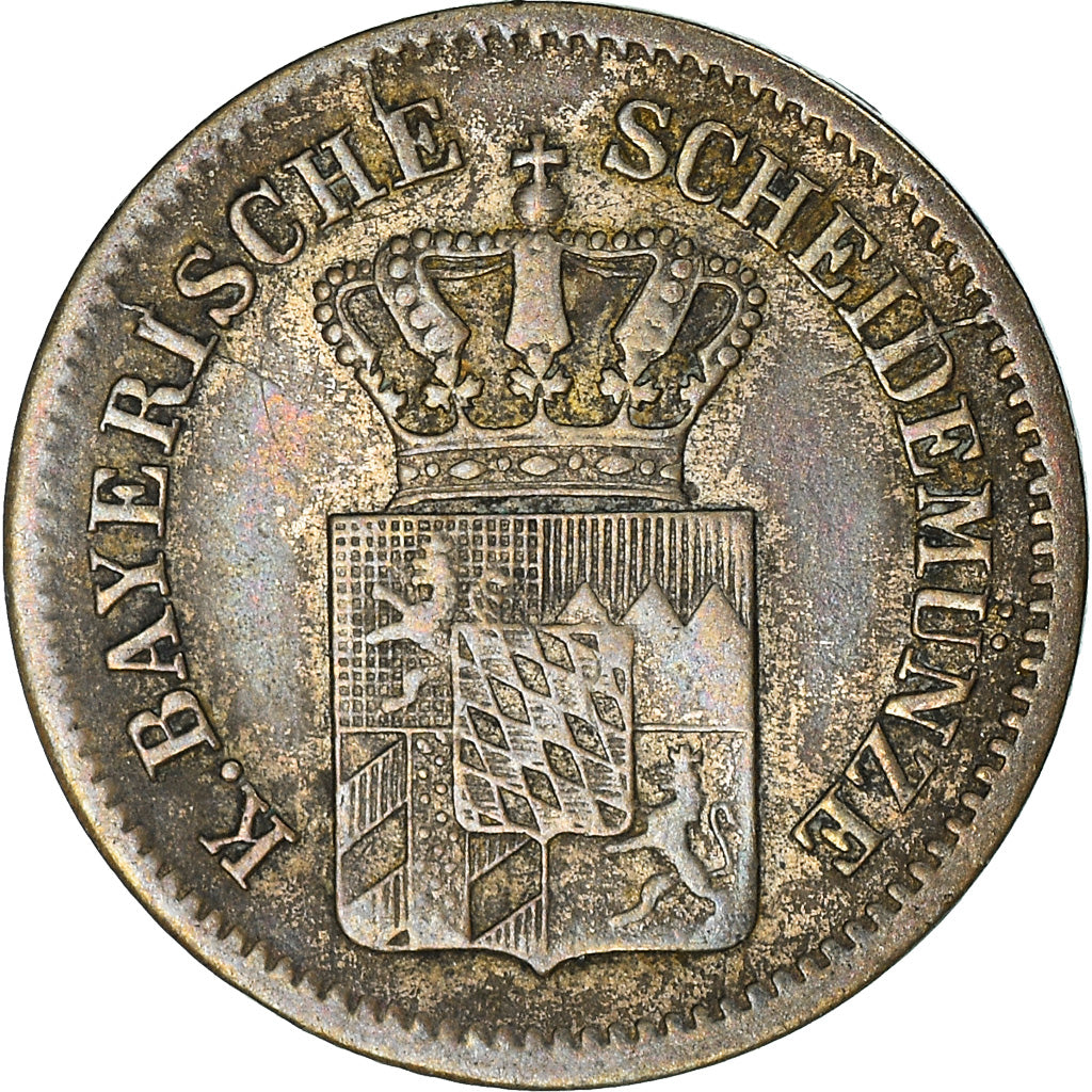 Coin, German States, BAVARIA, Maximilian II, Kreuzer, 1864, EF(40-45), Silver