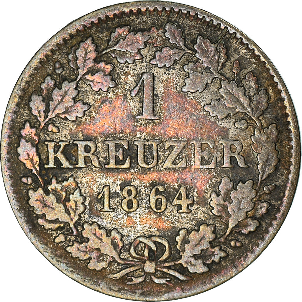 Coin, German States, BAVARIA, Maximilian II, Kreuzer, 1864, EF(40-45), Silver