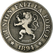 Moneda, Bélgica, Leopold II, 10 Centimes, 1894, BC+, Cobre - níquel, KM:42