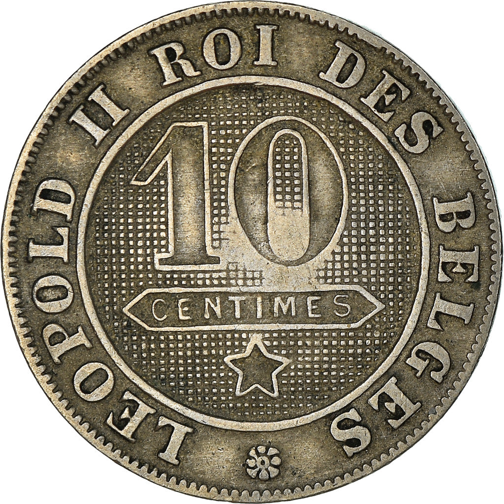 Münze, Belgien, Leopold II, 10 Centimes, 1894, S+, Kupfer-Nickel, KM:42