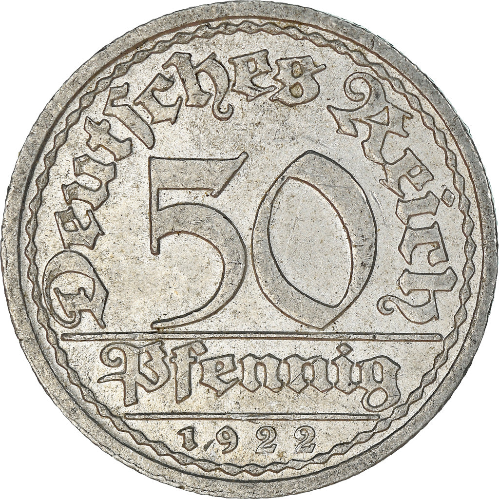 Münze, Deutschland, Weimarer Republik, 50 Pfennig, 1922, Berlin, SS+