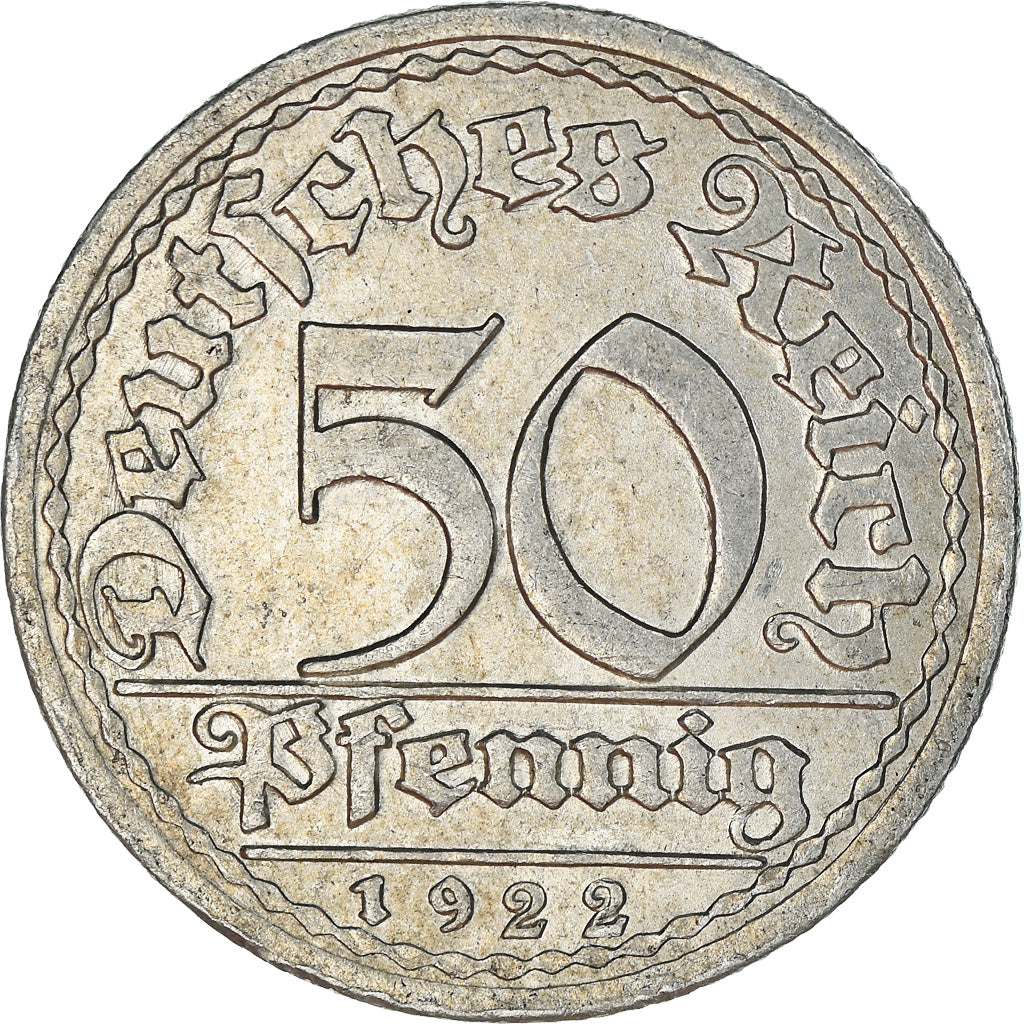 Monnaie, Allemagne, République de Weimar, 50 Pfennig, 1922, Karlsruhe, TTB+