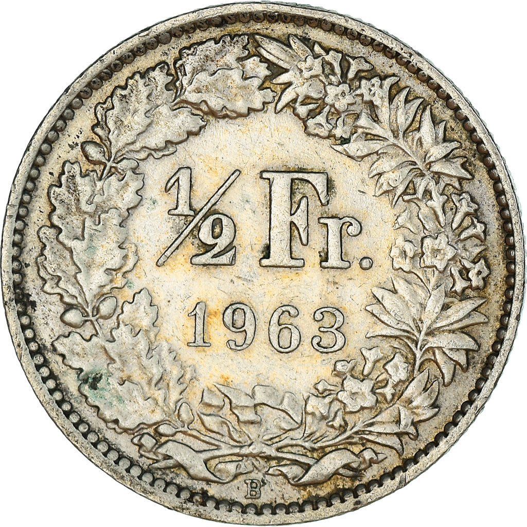 Coin, Switzerland, 1/2 Franc, 1963, Bern, AU(50-53), Silver, KM:23