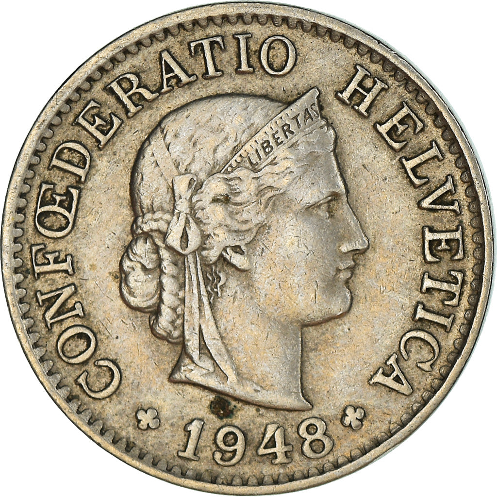 Coin, Switzerland, 5 Rappen, 1948, Bern, AU(50-53), Copper-nickel, KM:26
