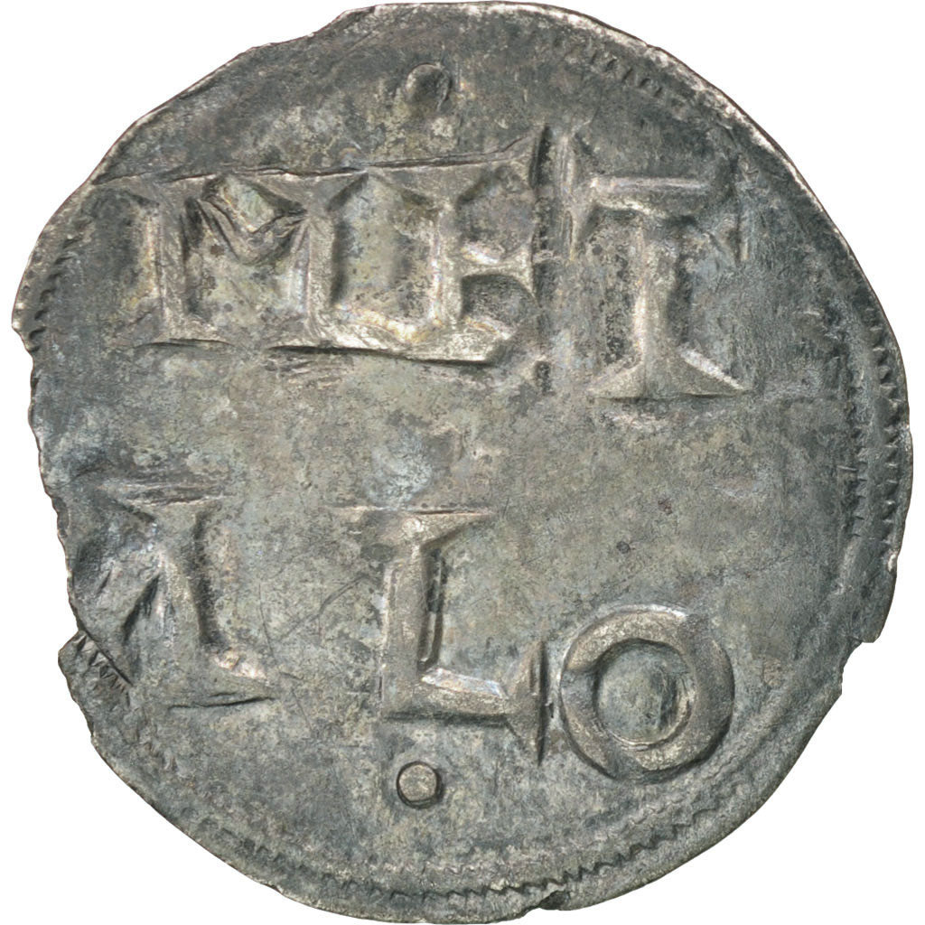 FRANCE, Denarius, Melle, AU(50-53), Silver, 1.07