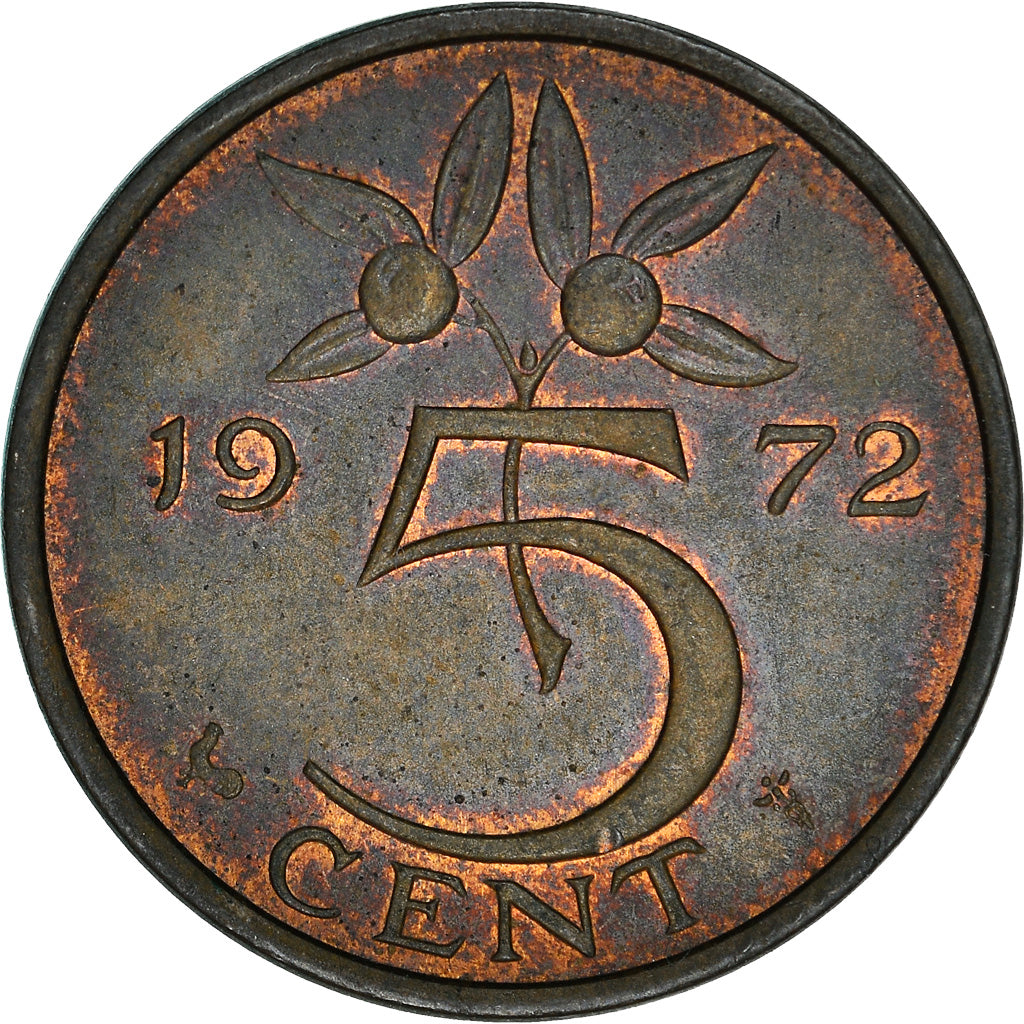 Moneta, Paesi Bassi, Juliana, 5 Cents, 1972, BB+, Bronzo, KM:181
