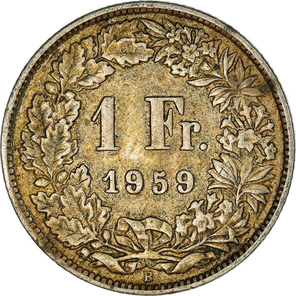 Moeda, Suíça, Franc, 1959, Bern, EF(40-45), Prata, KM:24