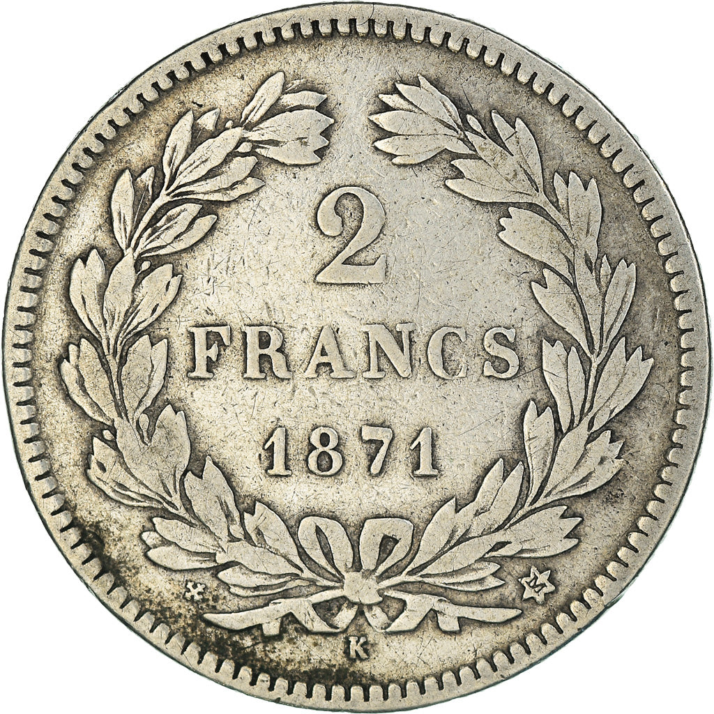 Monnaie, France, Cérès, 2 Francs, 1871, Bordeaux, TB+, Argent, Gadoury:529