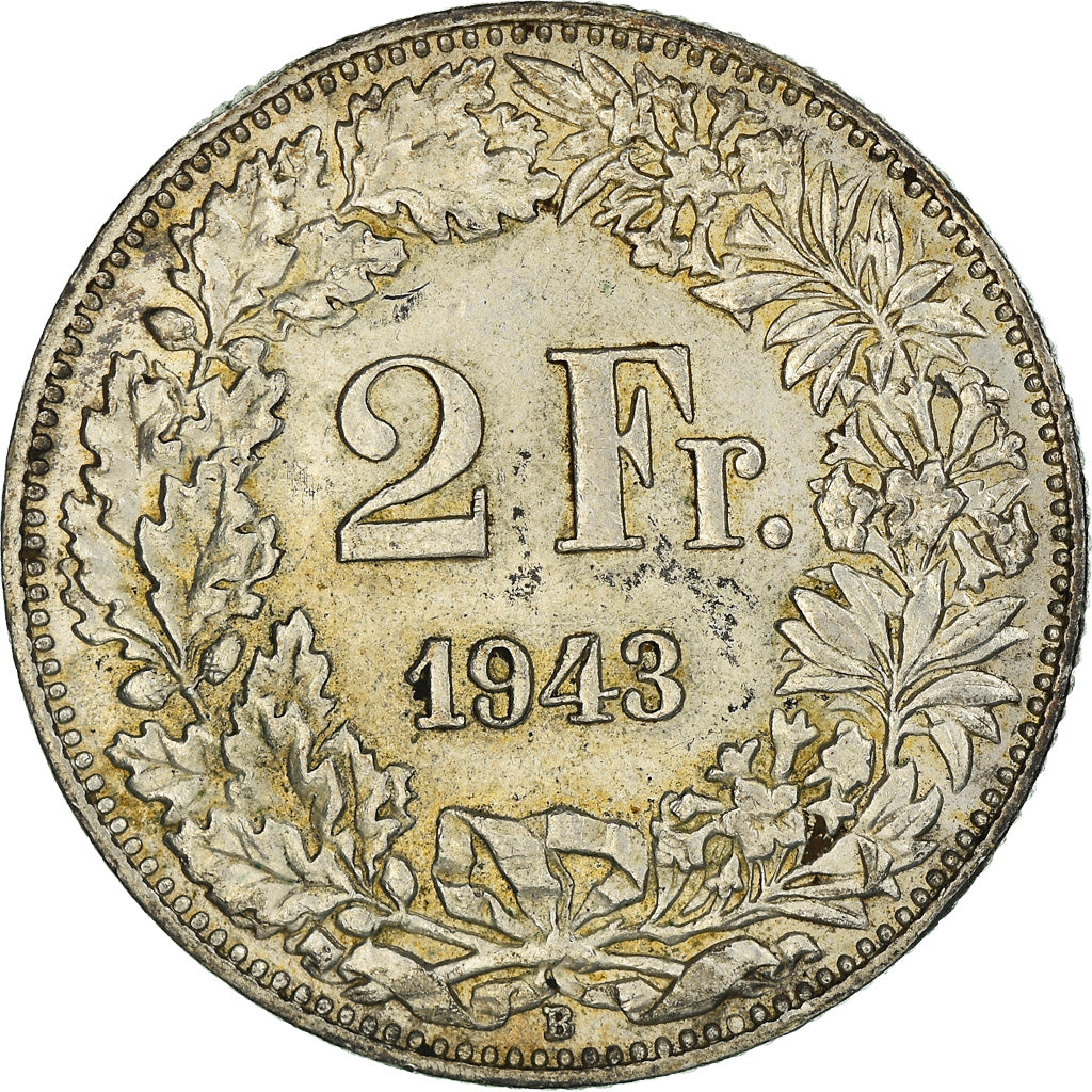 Moneta, Svizzera, 2 Francs, 1943, Bern, BB+, Argento, KM:21
