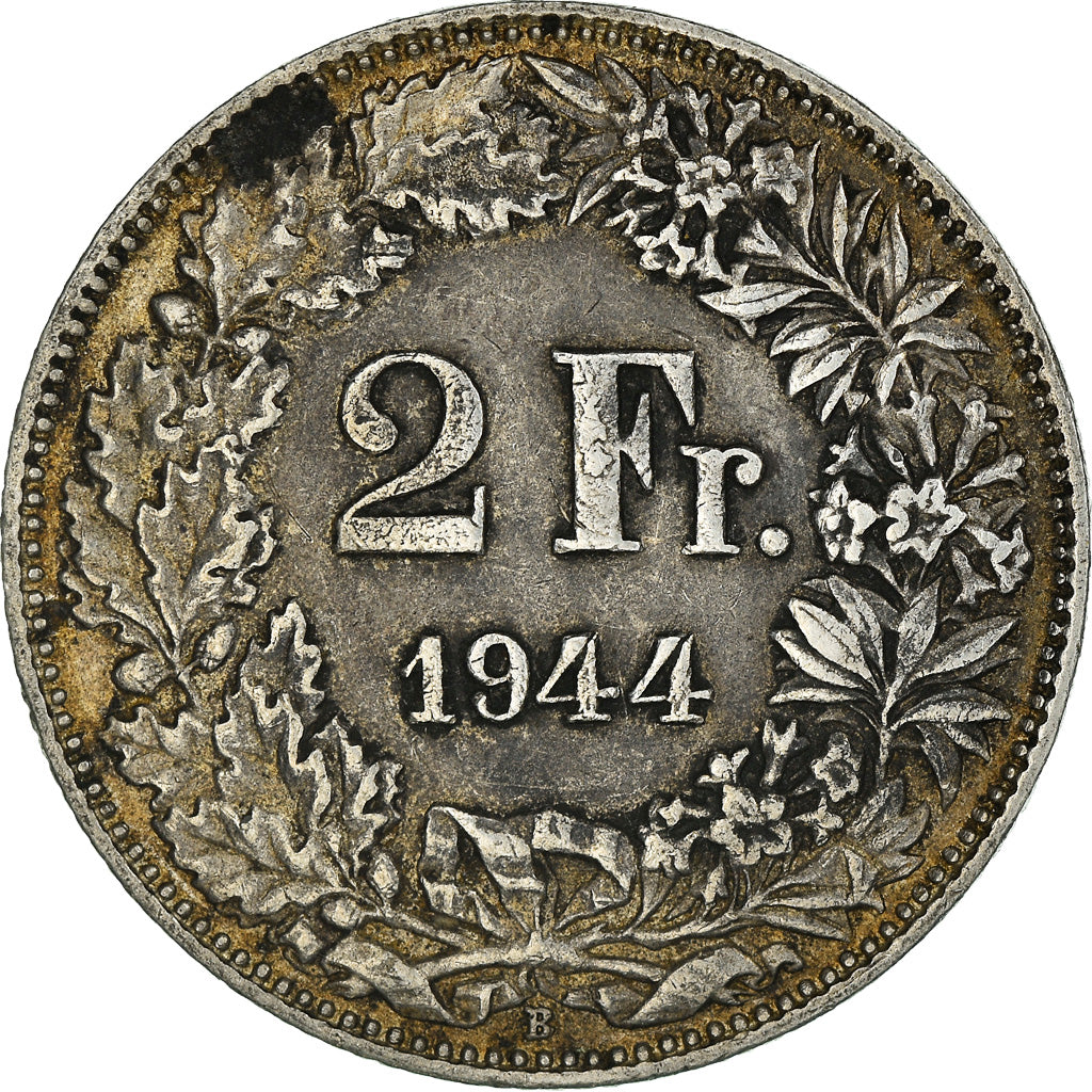 Moeda, Suíça, 2 Francs, 1944, VF(30-35), Prata, KM:21