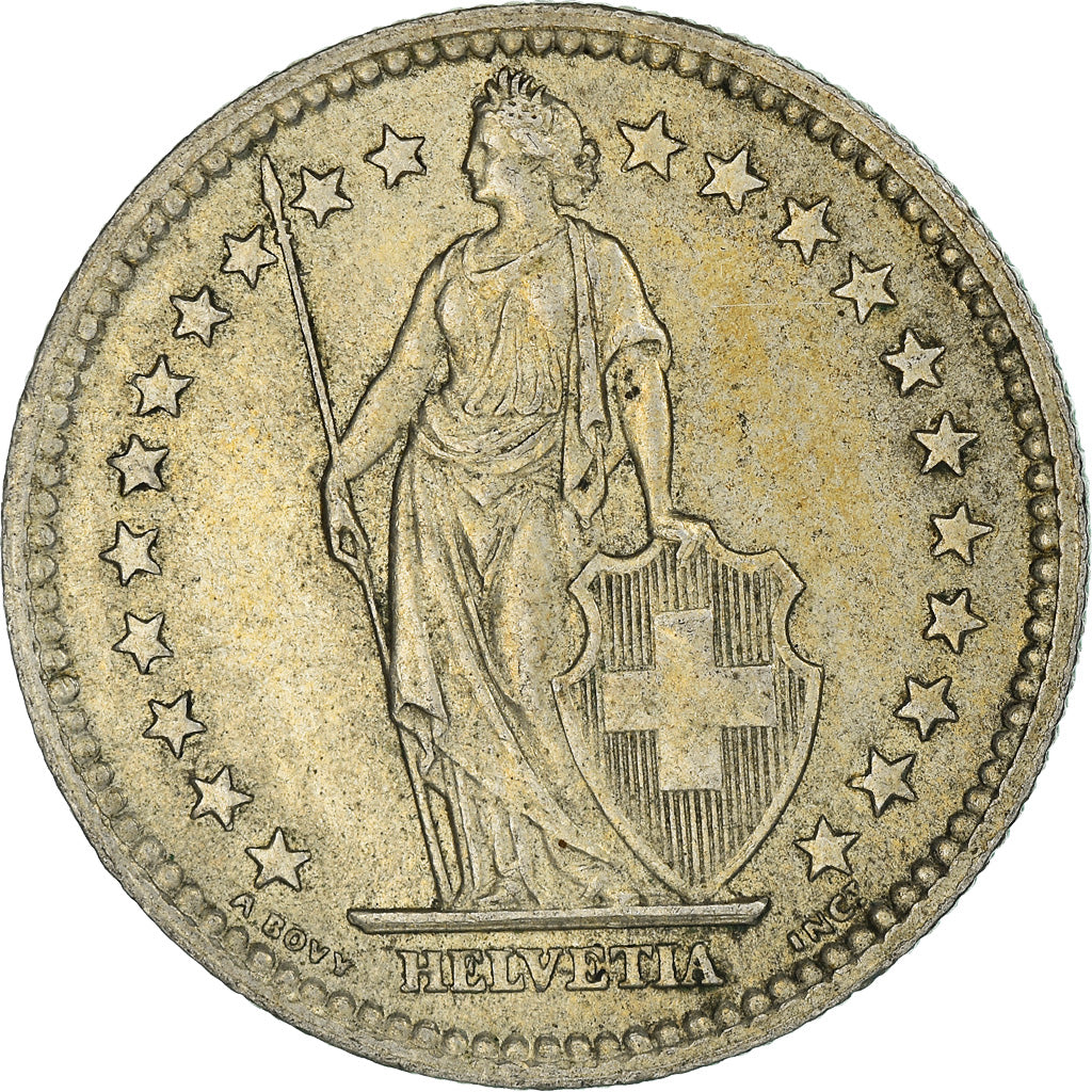 Coin, Switzerland, 2 Francs, 1957, Bern, AU(50-53), Silver, KM:21