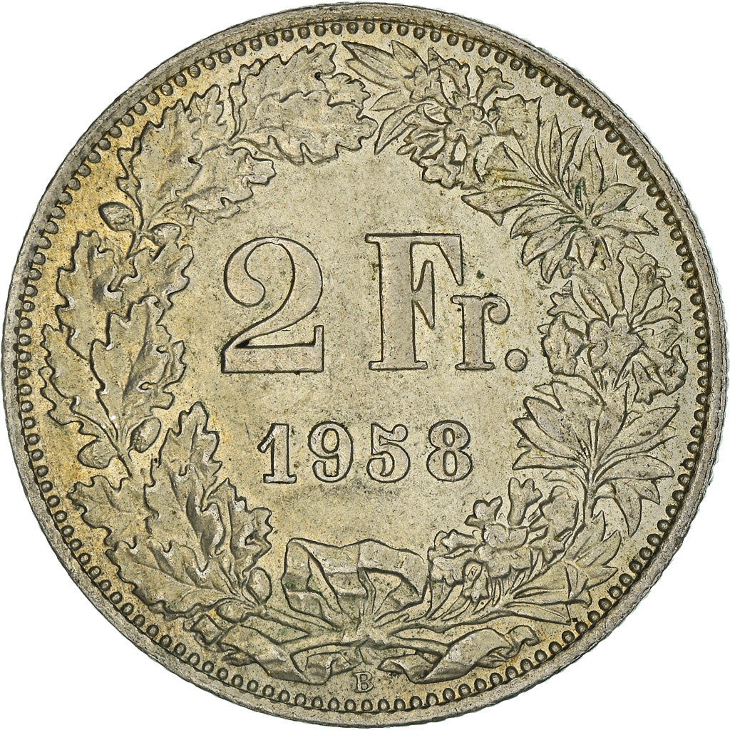Moneta, Svizzera, 2 Francs, 1958, Bern, BB+, Argento, KM:21