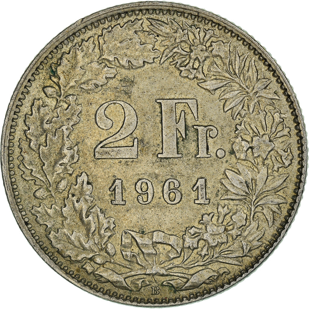 Moneta, Svizzera, 2 Francs, 1961, Bern, BB+, Argento, KM:21