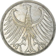 Coin, GERMANY - FEDERAL REPUBLIC, 5 Mark, 1951, Karlsruhe, EF(40-45), Silver