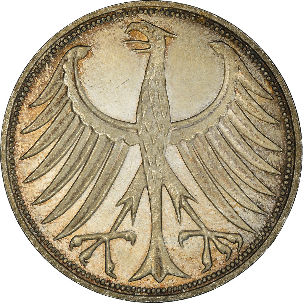 Coin, GERMANY - FEDERAL REPUBLIC, 5 Mark, 1974, Stuttgart, MS(63), Silver