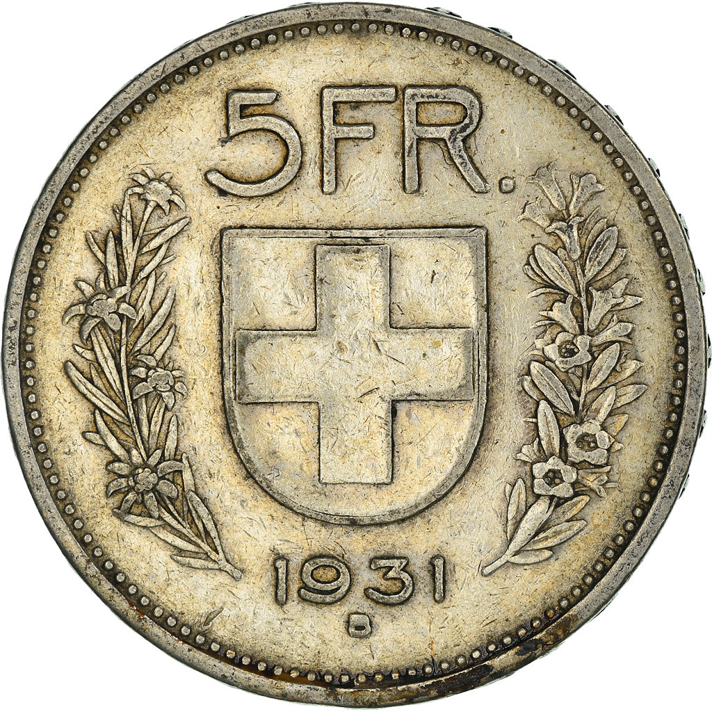 Moneta, Svizzera, 5 Francs, 1931, Bern, MB+, Argento, KM:40
