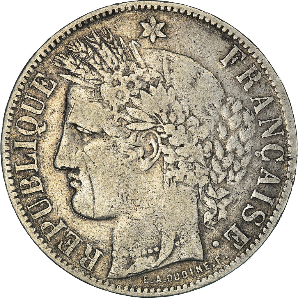 Coin, France, Cérès, 5 Francs, 1870, Bordeaux, VF(30-35), Silver, KM:818.2