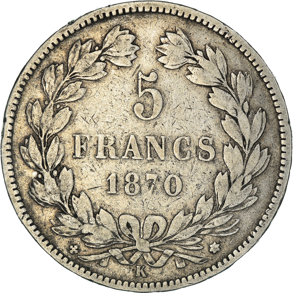 Coin, France, Cérès, 5 Francs, 1870, Bordeaux, VF(30-35), Silver, KM:818.2