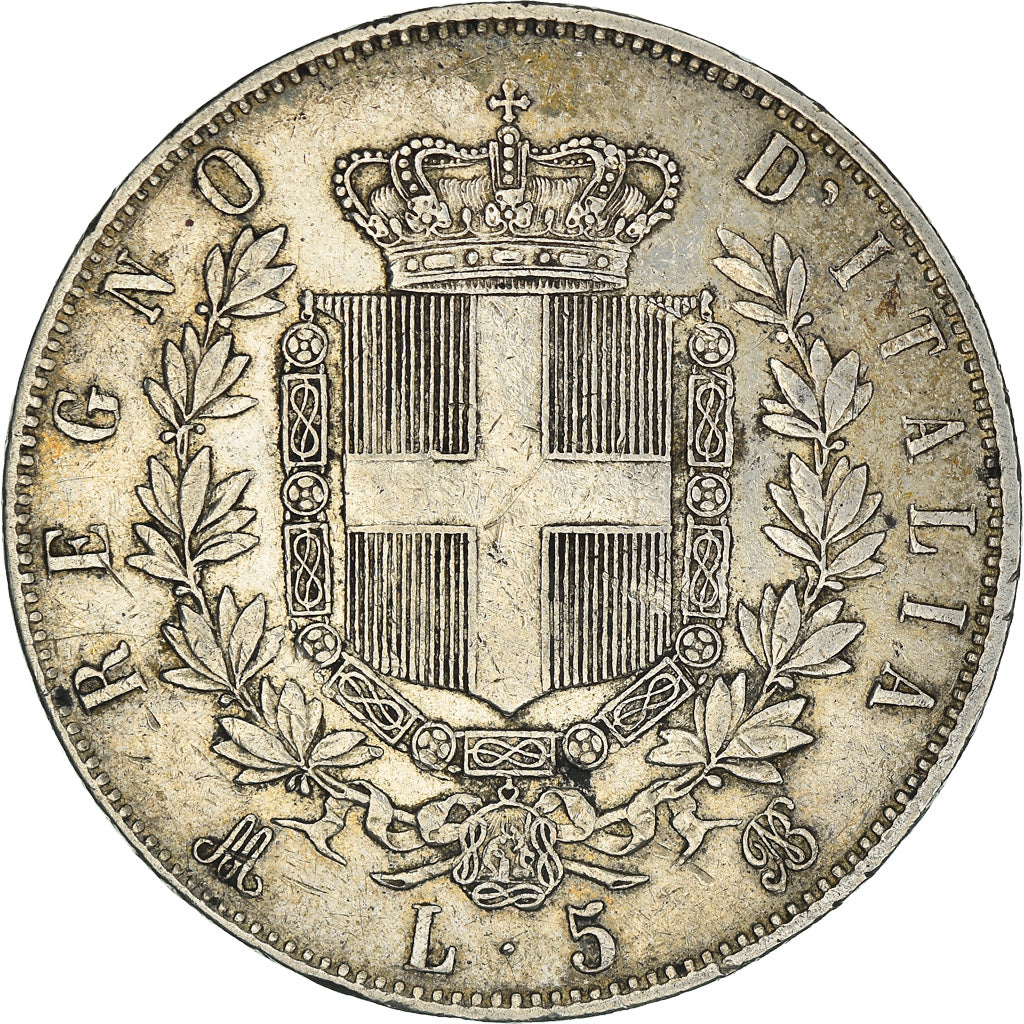 Moneta, Italia, Vittorio Emanuele II, 5 Lire, 1875, Milan, BB, Argento, KM:8.3