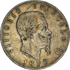 Moneta, Italia, Vittorio Emanuele II, 5 Lire, 1877, Rome, MB+, Argento, KM:8.4