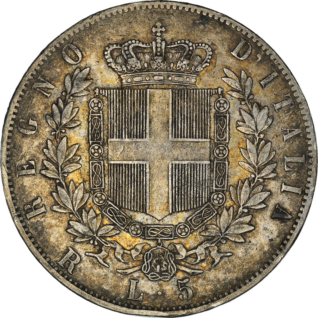 Moneta, Italia, Vittorio Emanuele II, 5 Lire, 1877, Rome, MB+, Argento, KM:8.4