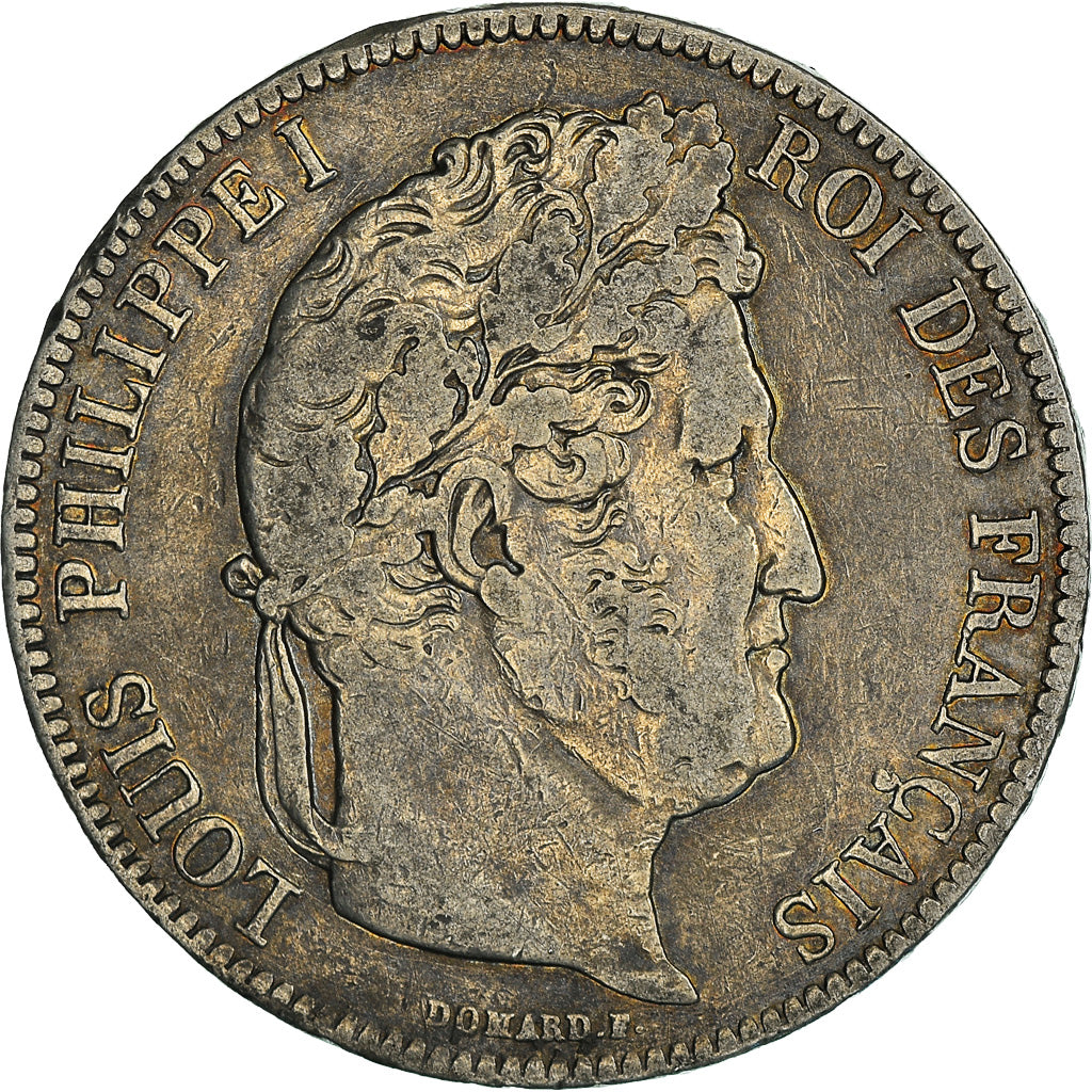 Moeda, França, Louis-Philippe, 5 Francs, 1842, Bordeaux, VF(30-35), Prata