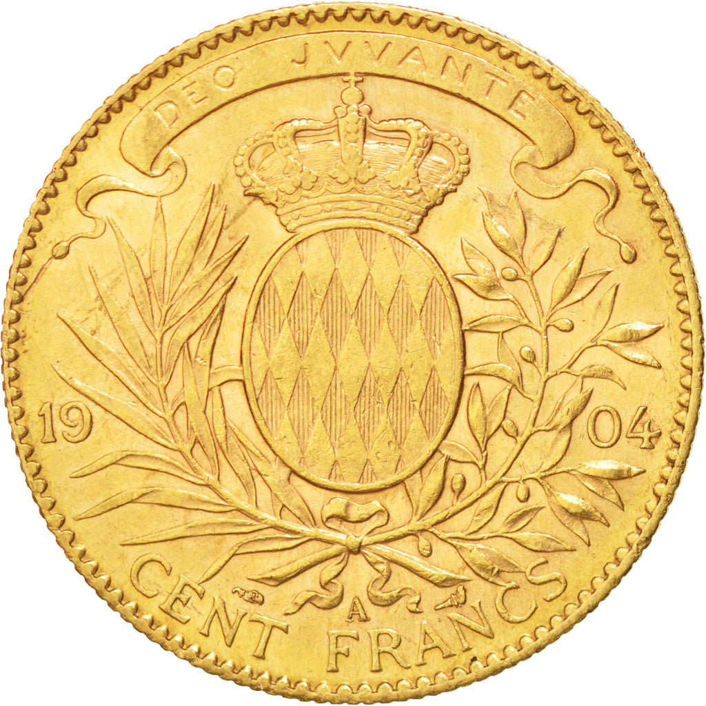 MONACO, 100 Francs, Cent, 1904, Paris, KM #105, AU(55-58), Gold, Gadoury...