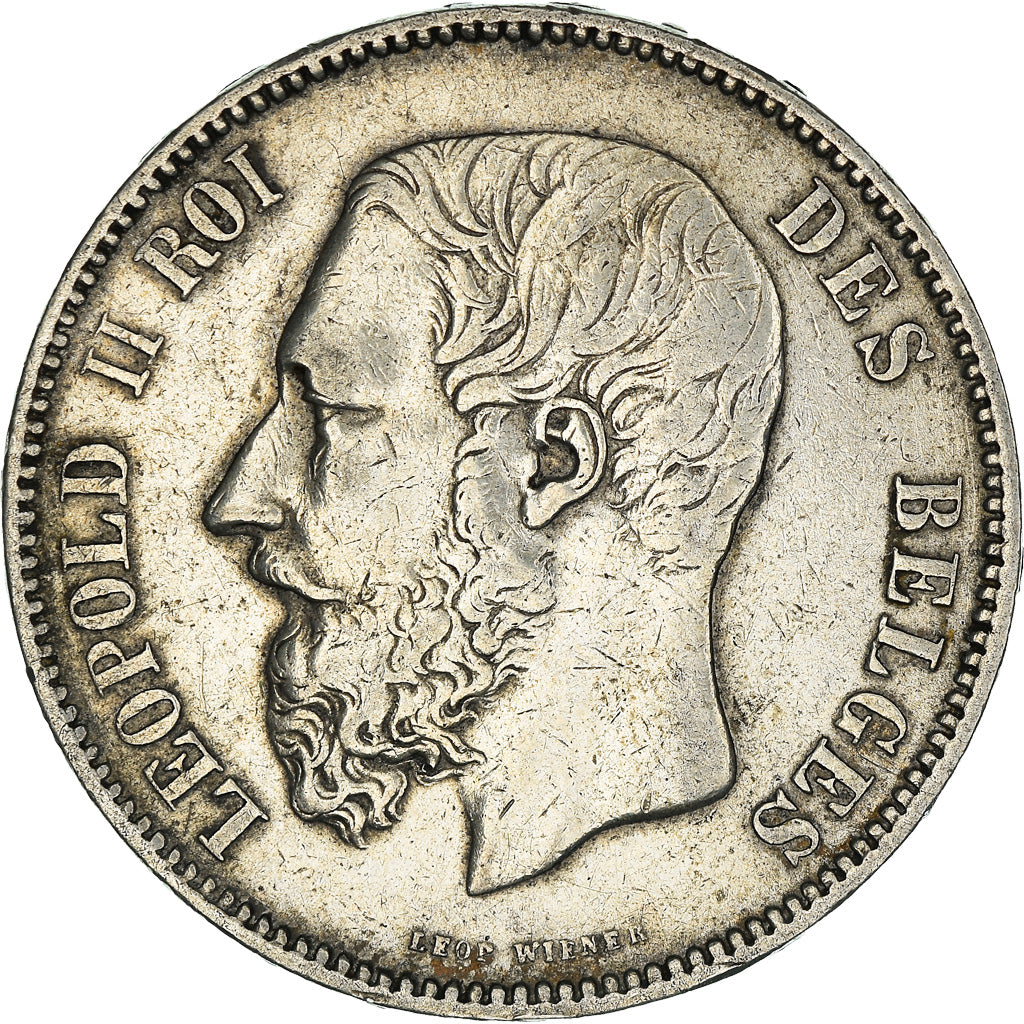 Coin, Belgium, Leopold II, 5 Francs, 5 Frank, 1873, EF(40-45), Silver, KM:24