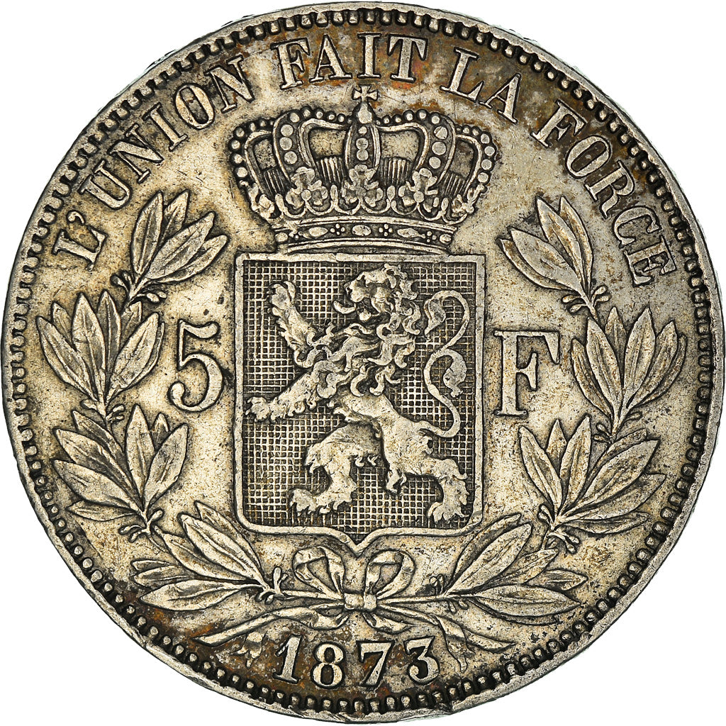 Coin, Belgium, Leopold II, 5 Francs, 5 Frank, 1873, EF(40-45), Silver, KM:24