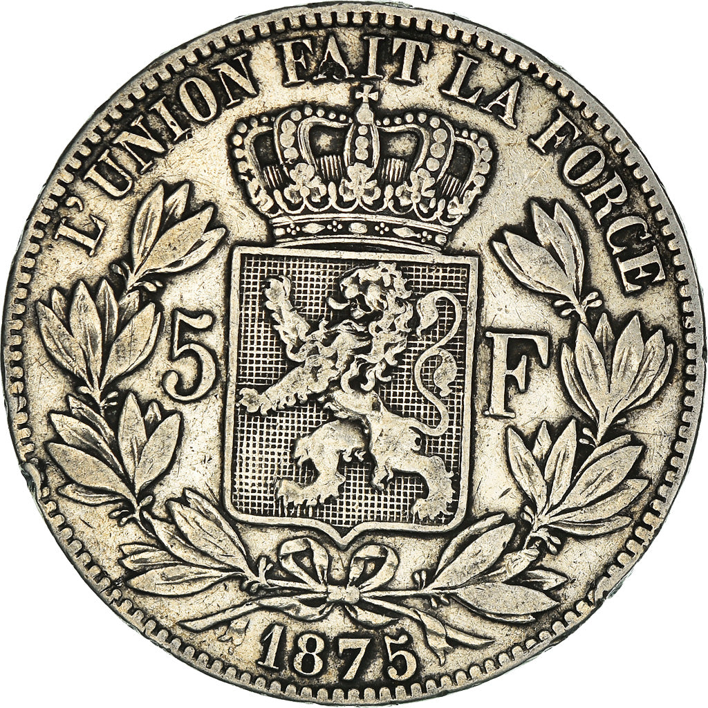 Coin, Belgium, Leopold II, 5 Francs, 5 Frank, 1875, VF(30-35), Silver, KM:24