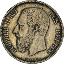 Coin, Belgium, Leopold II, 5 Francs, 5 Frank, 1876, EF(40-45), Silver, KM:24