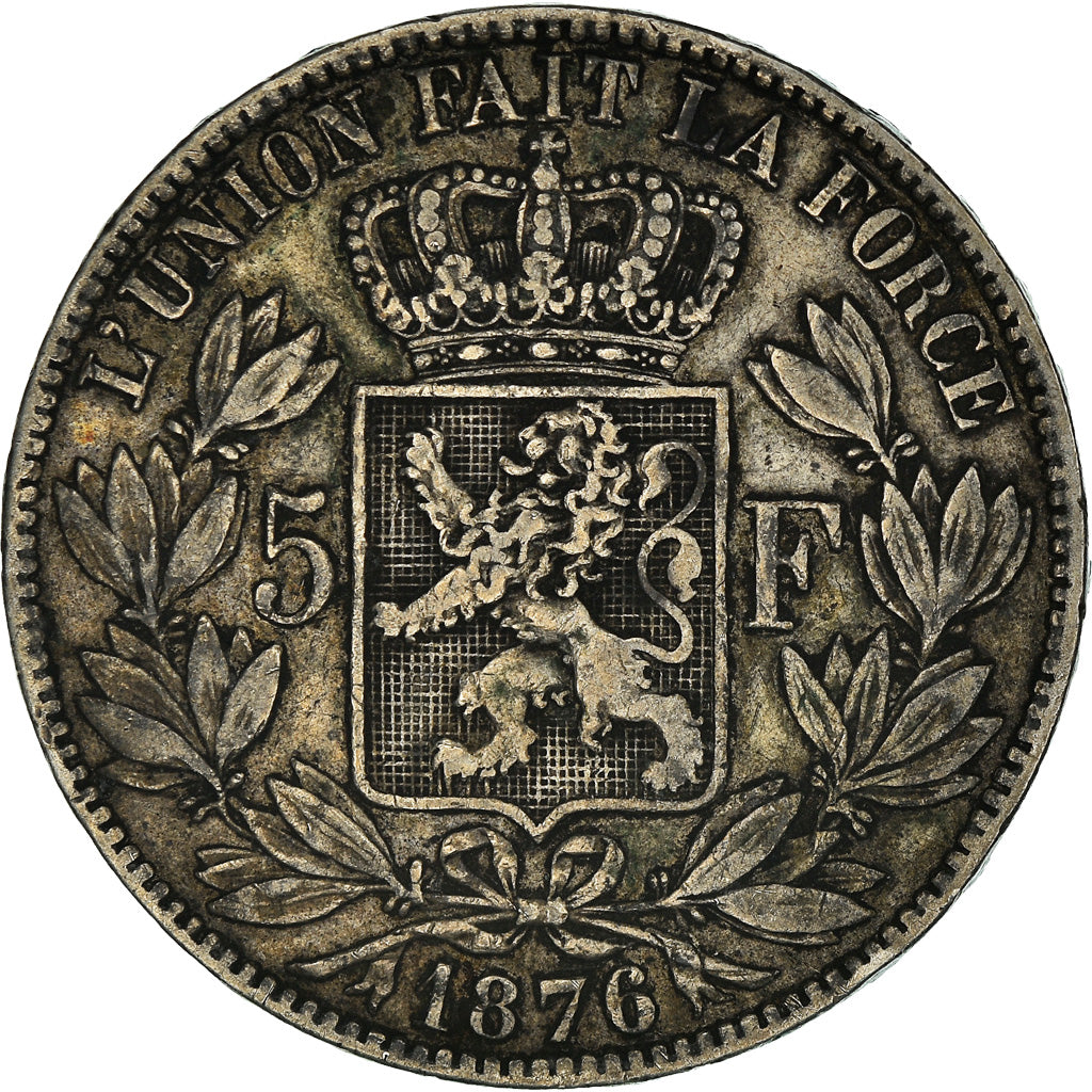Coin, Belgium, Leopold II, 5 Francs, 5 Frank, 1876, EF(40-45), Silver, KM:24
