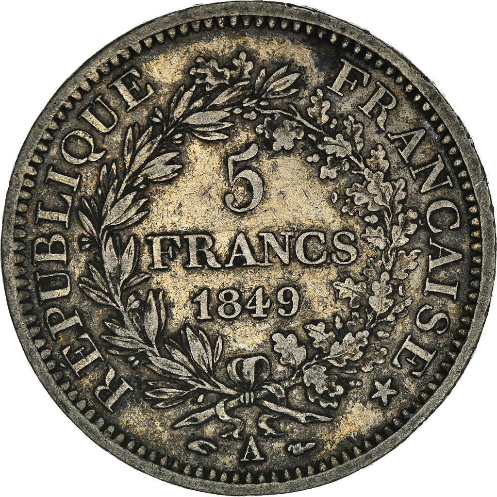 Moneta, Francia, Hercule, 5 Francs, 1849, Paris, MB+, Argento, KM:756.1