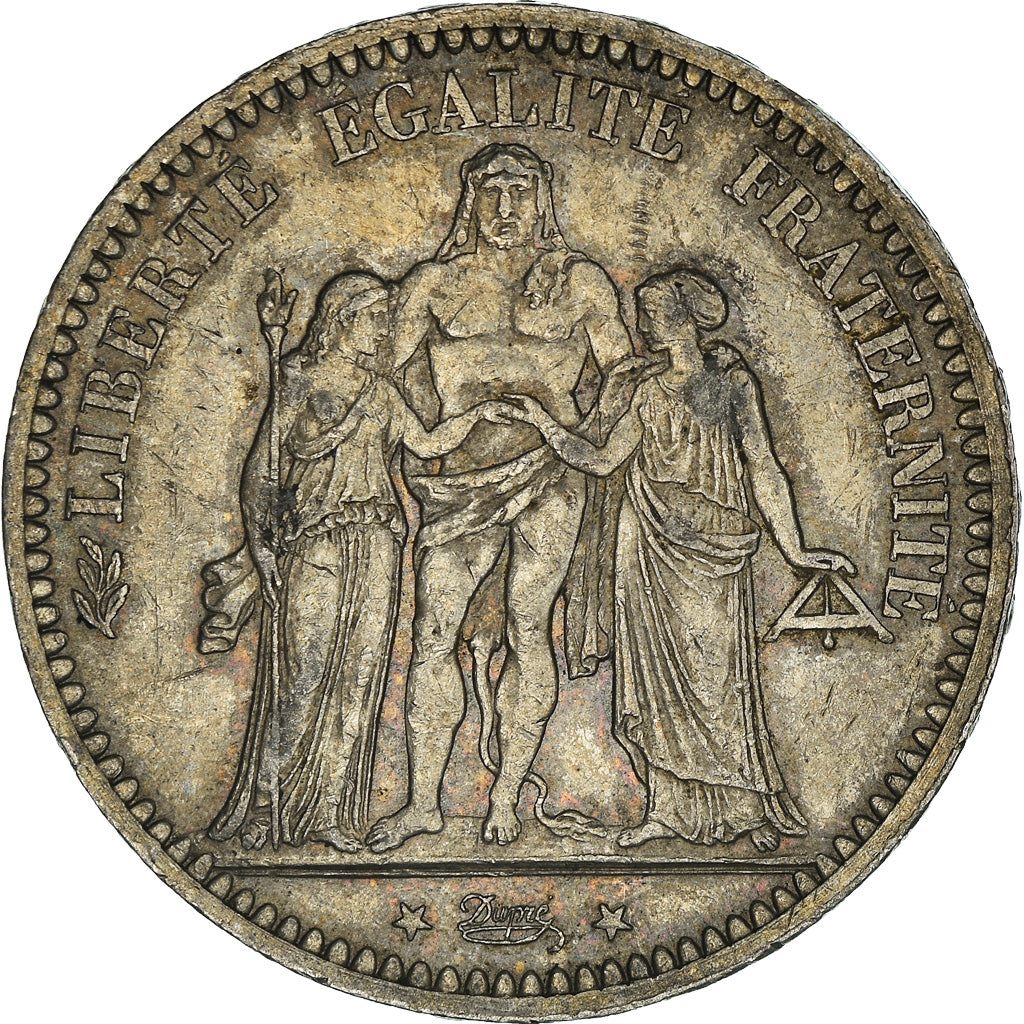 Moeda, França, Hercule, 5 Francs, 1873, Paris, EF(40-45), Prata, KM:820.1