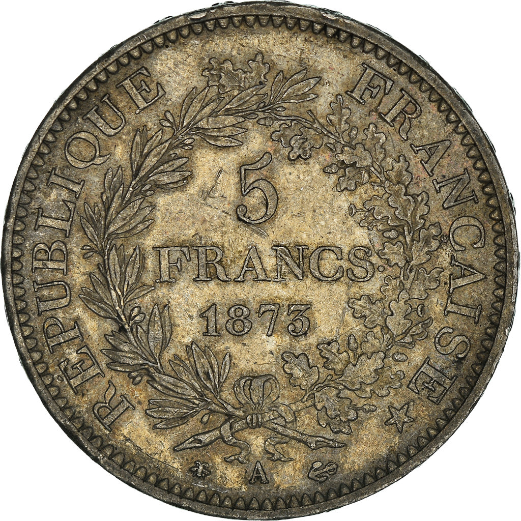 Moeda, França, Hercule, 5 Francs, 1873, Paris, EF(40-45), Prata, KM:820.1