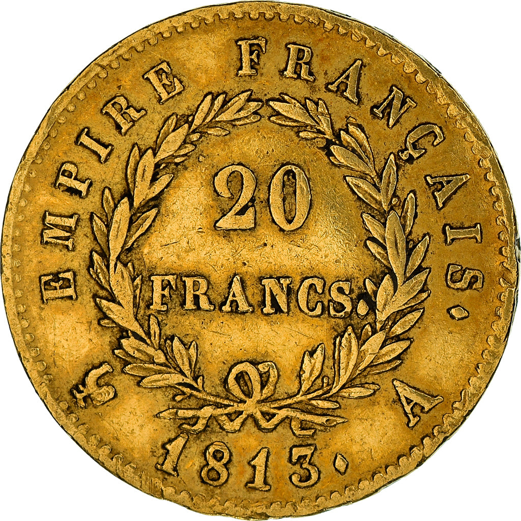 Moneta, Francia, Napoléon I, 20 Francs, 1813, Paris, MB+, Oro, KM:695.1, Le