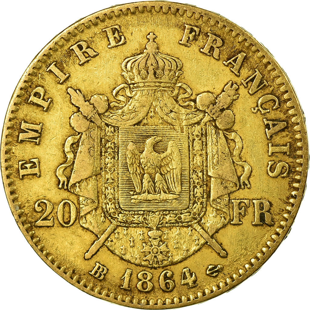 Munten, Frankrijk, Napoleon III, Napoléon III, 20 Francs, 1864, Strasbourg, ZF